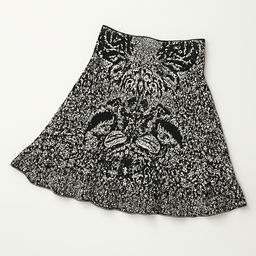 Falda acampanada en blanco y negro con estampado artístico animal - Size S