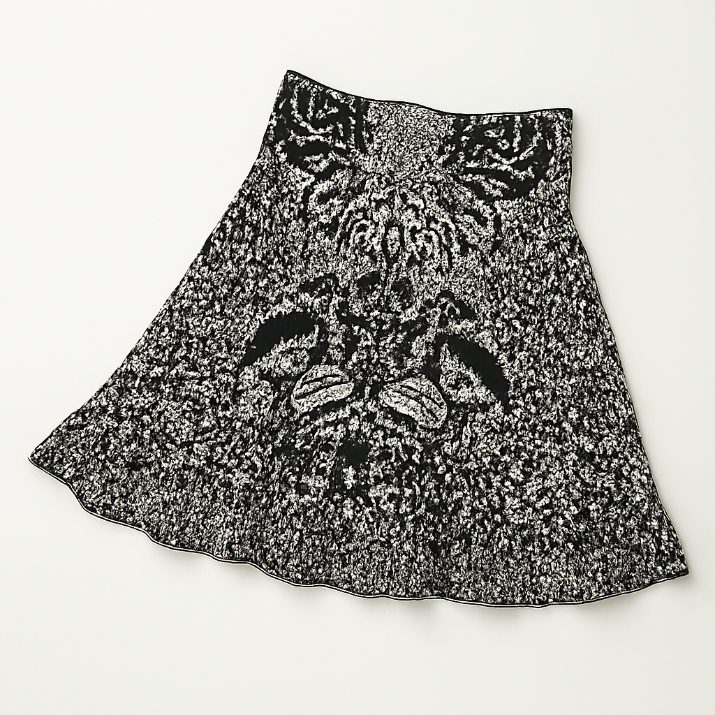 Falda acampanada en blanco y negro con estampado artístico animal - Size S_2