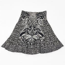 Falda acampanada en blanco y negro con estampado artístico animal - Size S