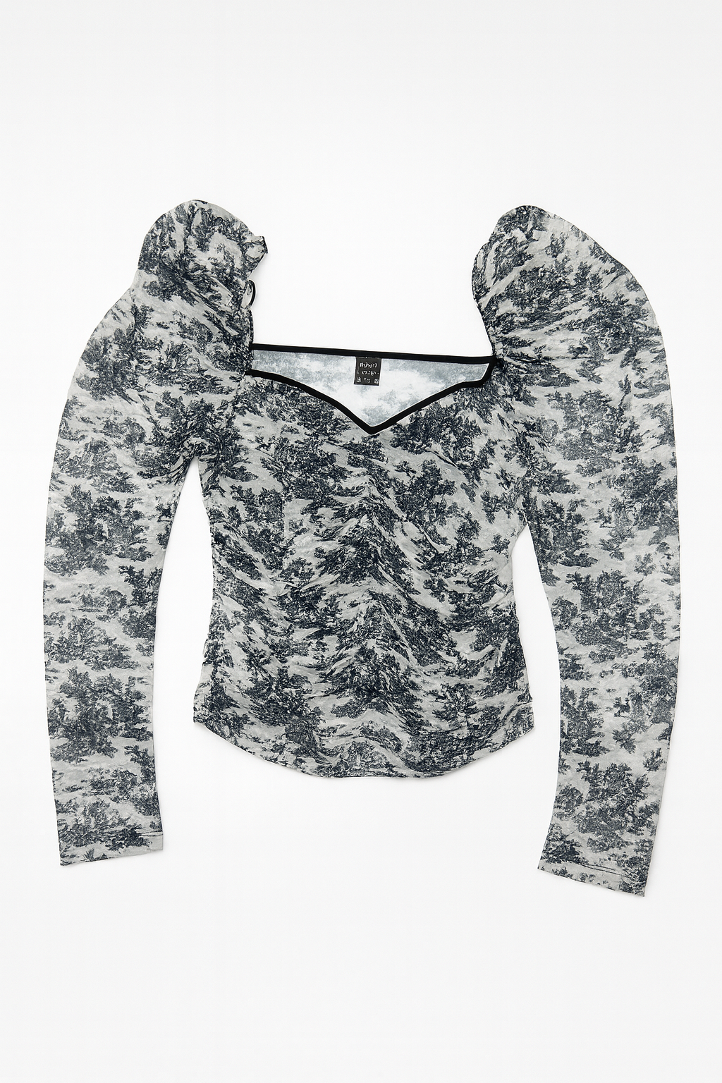 Blusa de tul estampada con mangas abullonadas - Size S