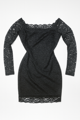 Vestido negro de encaje con escote bardot - Size S
