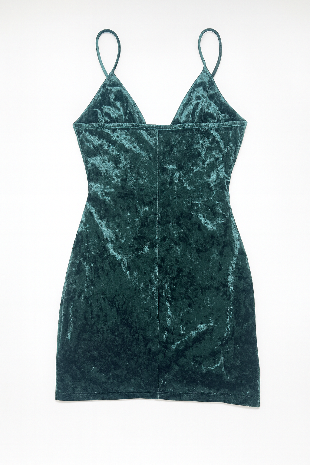 Vestido corto de terciopelo verde con escote en V - Size S_1