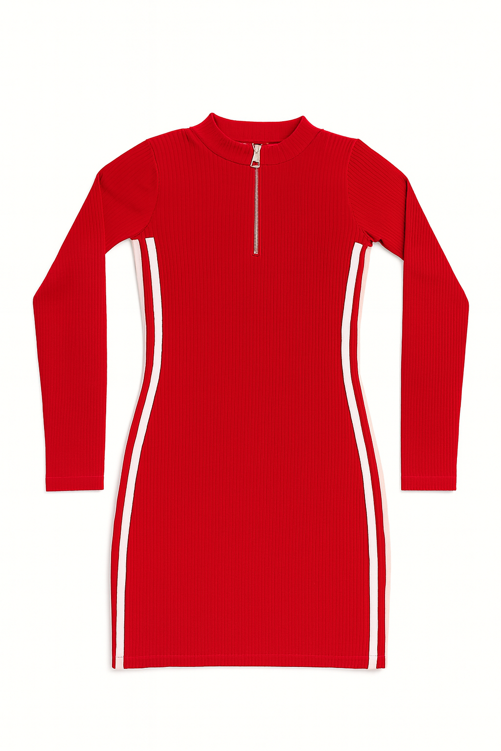Vestido deportivo rojo de manga larga con cierre frontal - OneSize_0