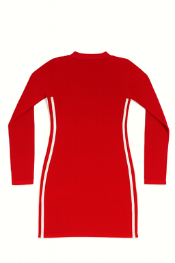 Vestido deportivo rojo de manga larga con cierre frontal - OneSize