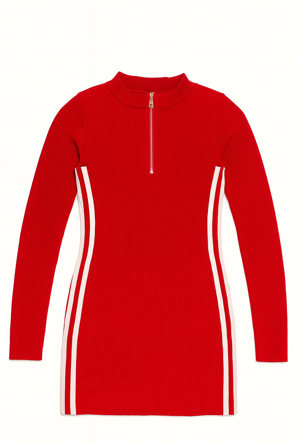 Vestido deportivo rojo de manga larga con cierre frontal - OneSize_1