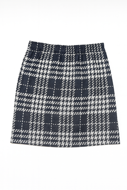 Falda corta de cuadros en blanco y negro con abertura frontal - Size S