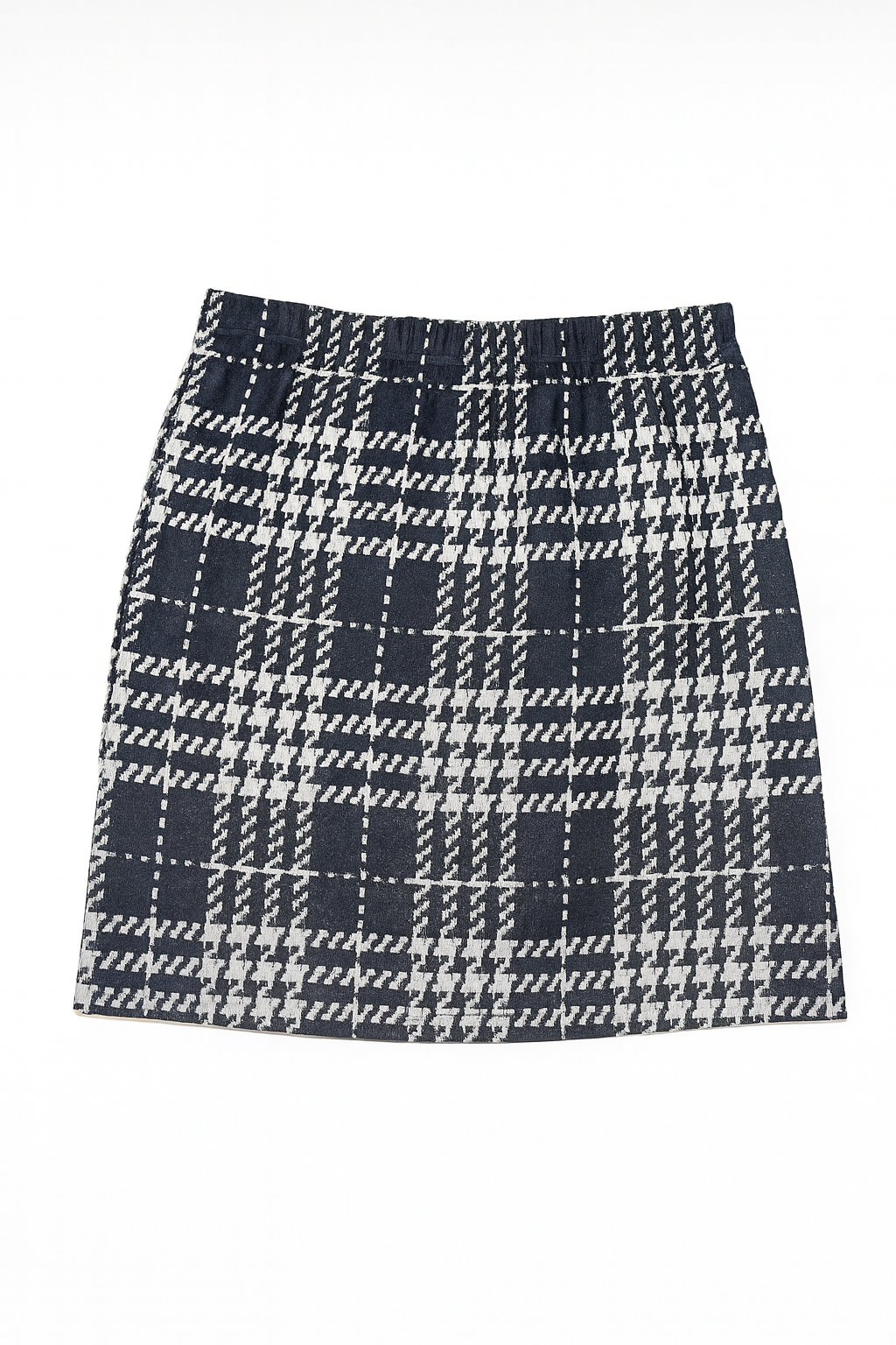Falda corta de cuadros en blanco y negro con abertura frontal - Size S