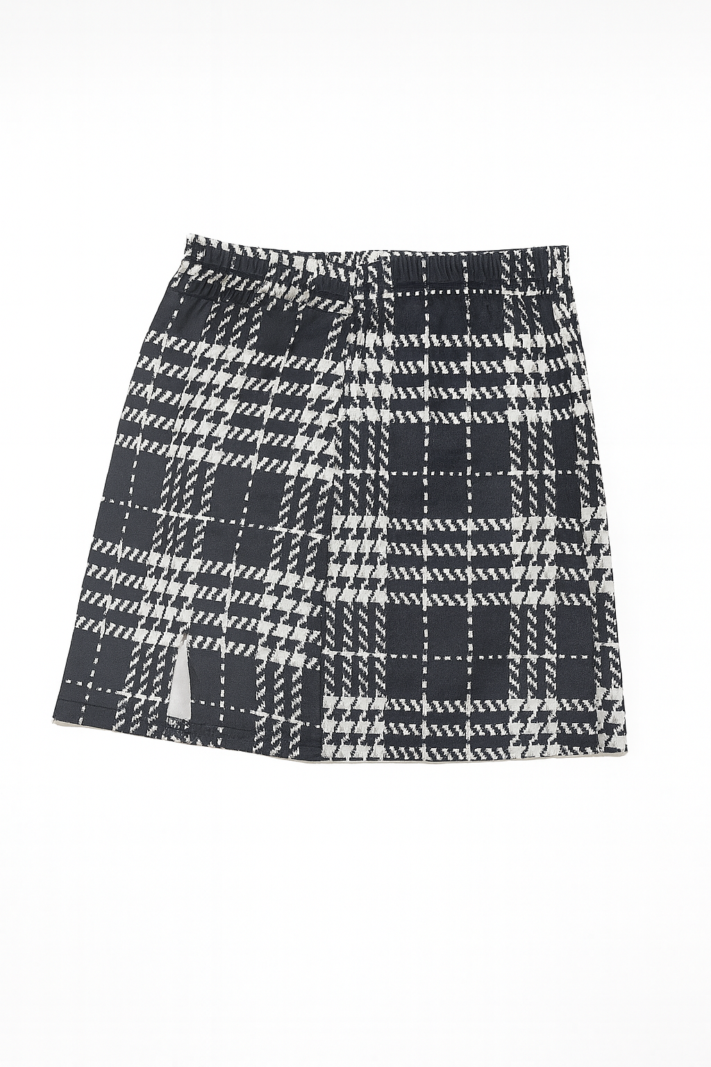 Falda corta de cuadros en blanco y negro con abertura frontal - Size S_1