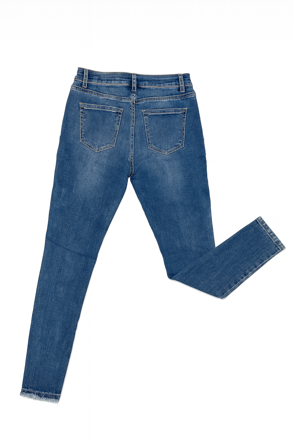 Jeans azul de tiro medio con diseño deshilachado en la pretina - Size M_3