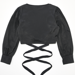Top negro cruzado con escote en V y lazo ajustable - Size XS