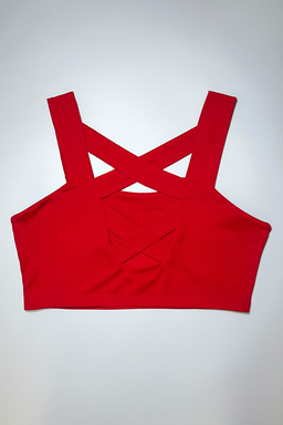 Top corto rojo con tirantes anchos cruzados en la espalda - Size S