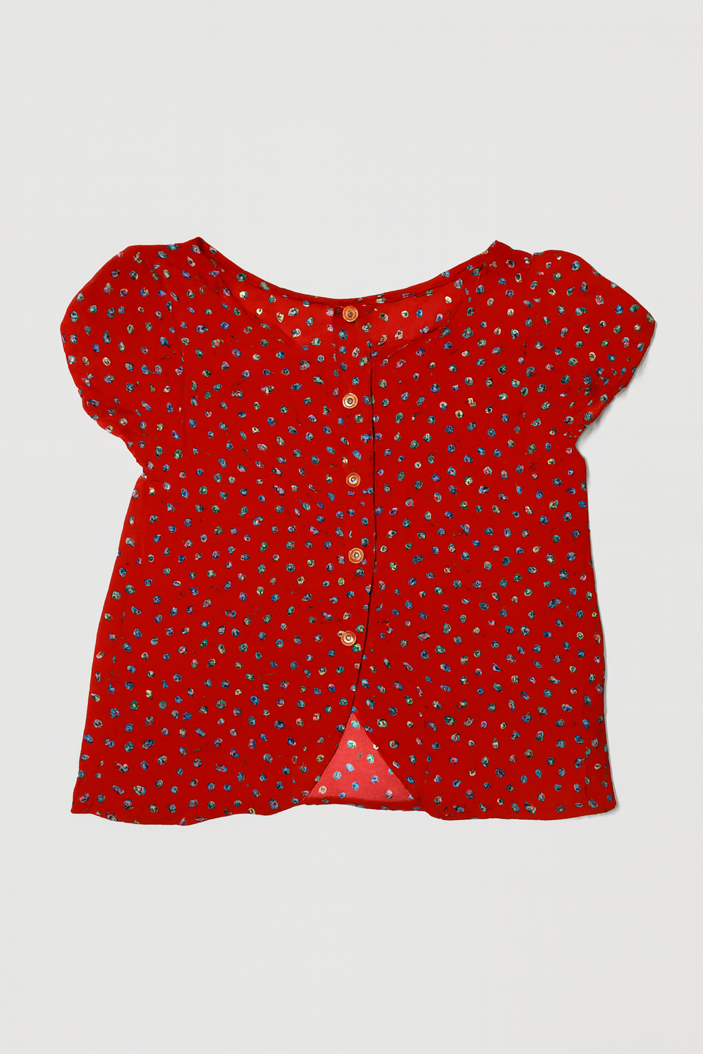 Blusa roja con botones frontales y estampado floral mini - Size M
