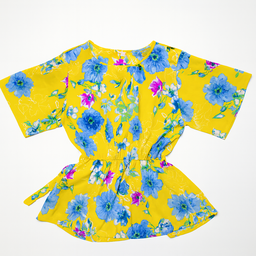 Blusa amarilla de manga corta con estampado floral - Size M