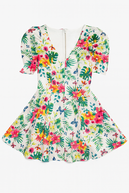 Vestido corto floral con mangas abullonadas - Size S