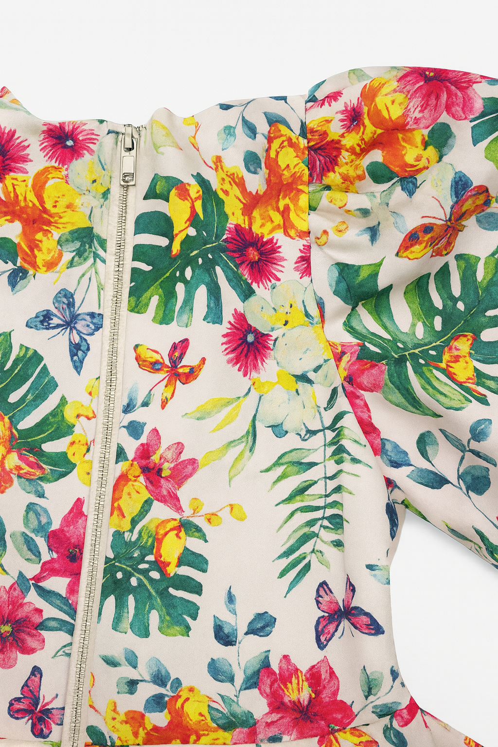 Vestido corto floral con mangas abullonadas - Size S_1