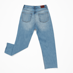 Jeans azul claro rectos con ruedo deshilachado - Size W28