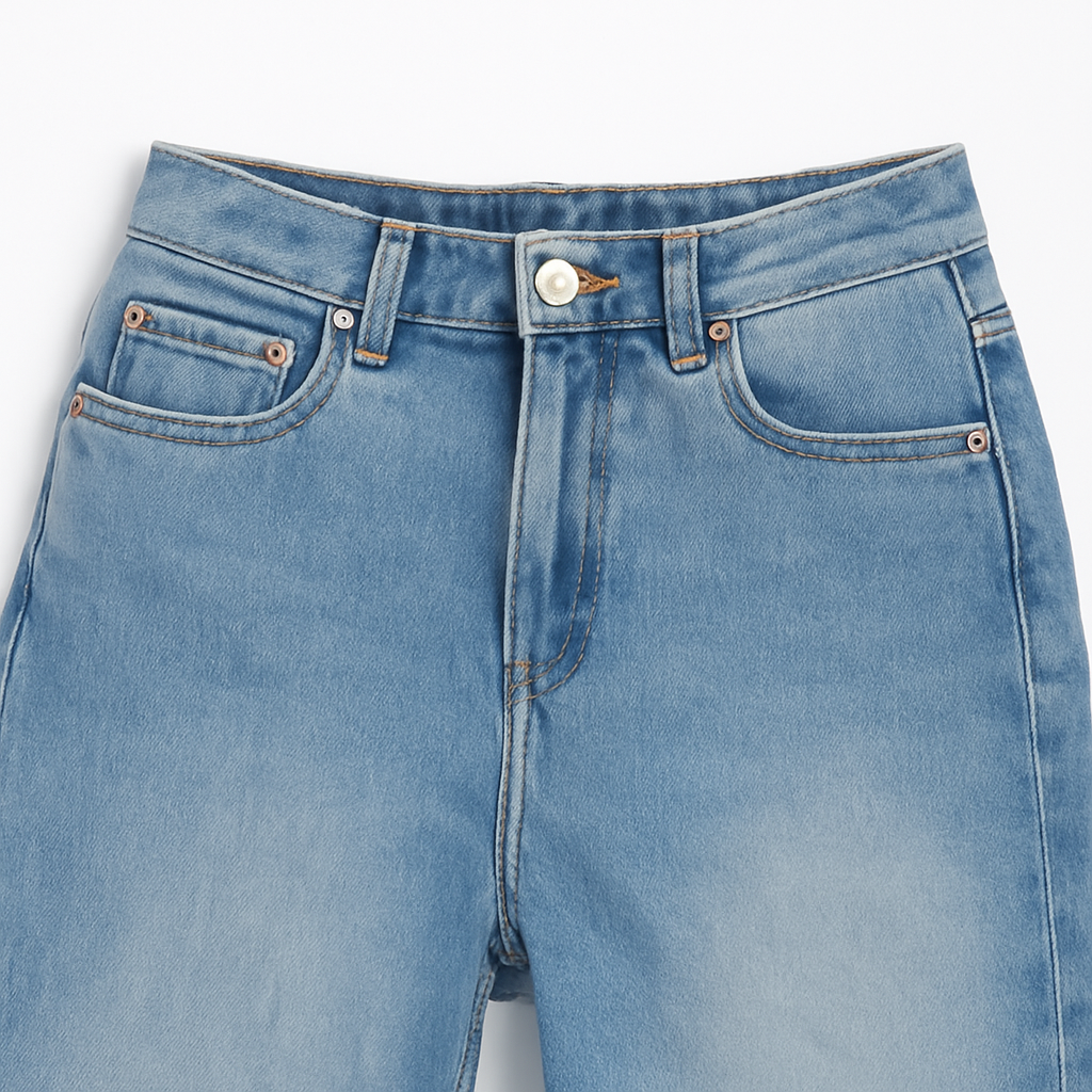 Jeans azul claro rectos con ruedo deshilachado - Size W28_1