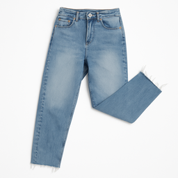 Jeans azul claro rectos con ruedo deshilachado - Size W28