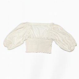 Blusa corta beige con mangas abullonadas y detalle fruncido - Size S