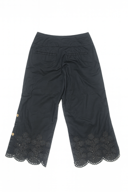 Pantalón culotte negro con botones dorados y bordado floral - Size 32