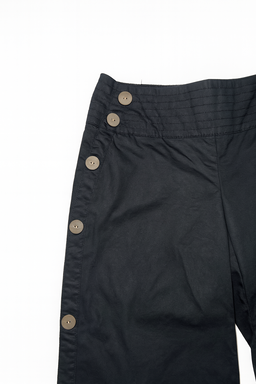 Pantalón culotte negro con botones dorados y bordado floral - Size 32