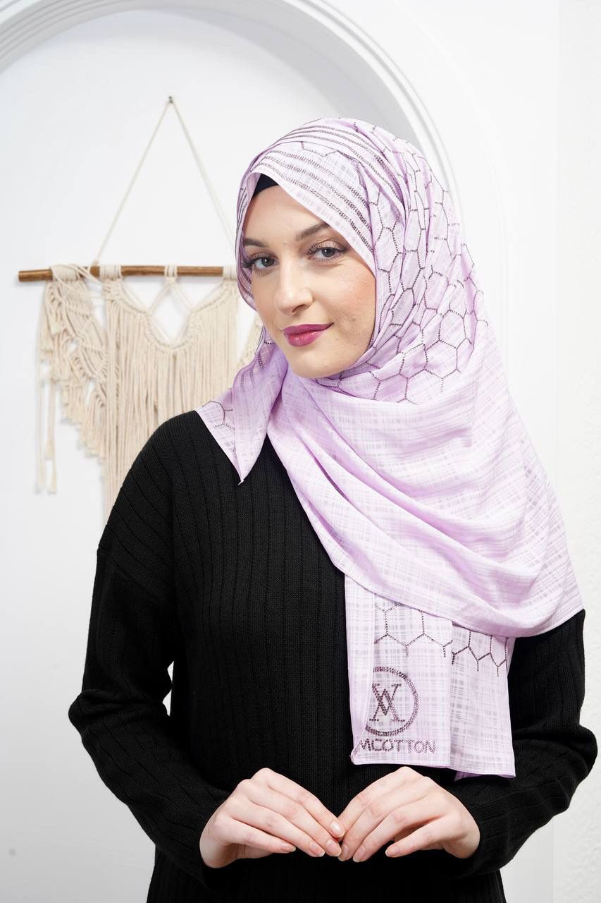 Voile brodé luxe – Motifs hexagonaux scintillants Article_N°AMS_0001