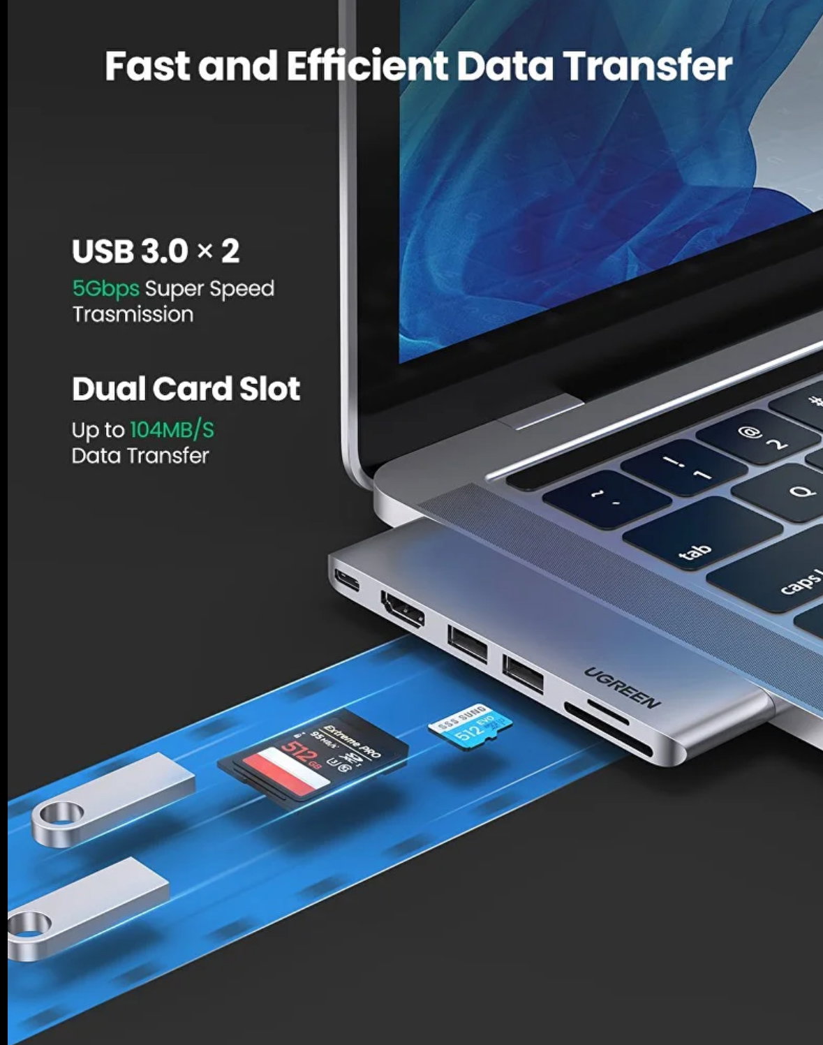 ✨ UGREEN Hub USB-C Multiport pour MacBook 💻 | HDMI 🎥 + 3xUSB 3.0 ⚡ + SD/TF 📸 + Thunderbolt 3 🚀_5