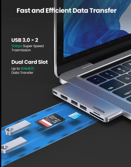 ✨ UGREEN Hub USB-C Multiport pour MacBook 💻 | HDMI 🎥 + 3xUSB 3.0 ⚡ + SD/TF 📸 + Thunderbolt 3 🚀