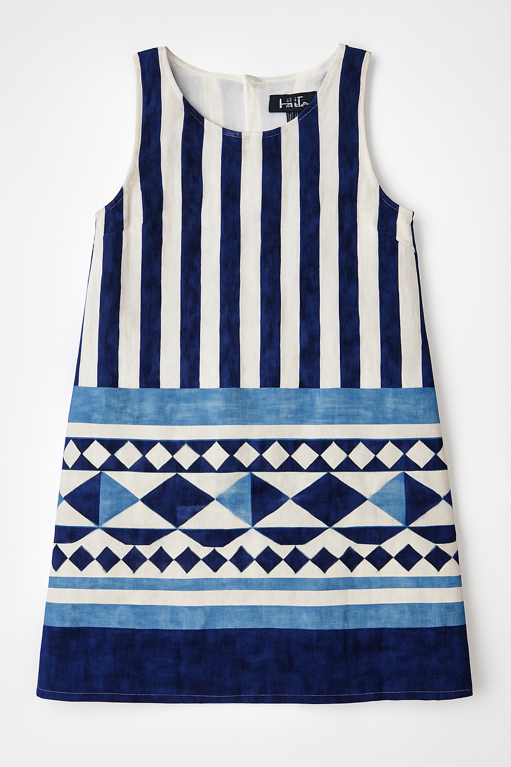Vestido recto sin mangas con estampado geométrico azul - Size S_1