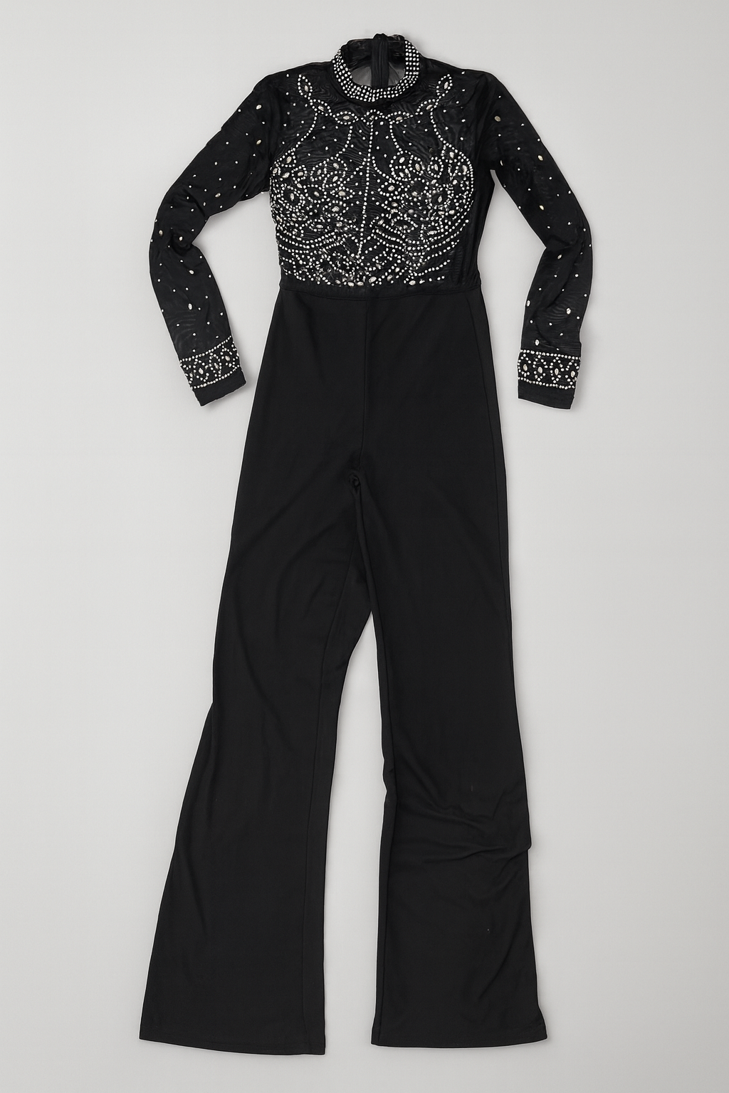 Enterizo negro de manga larga con pedrería - Size M_0