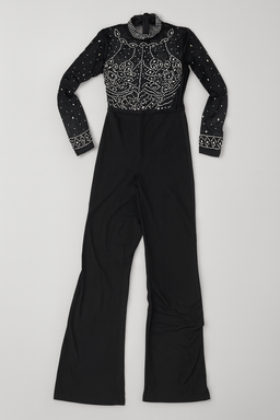 Enterizo negro de manga larga con pedrería - Size M