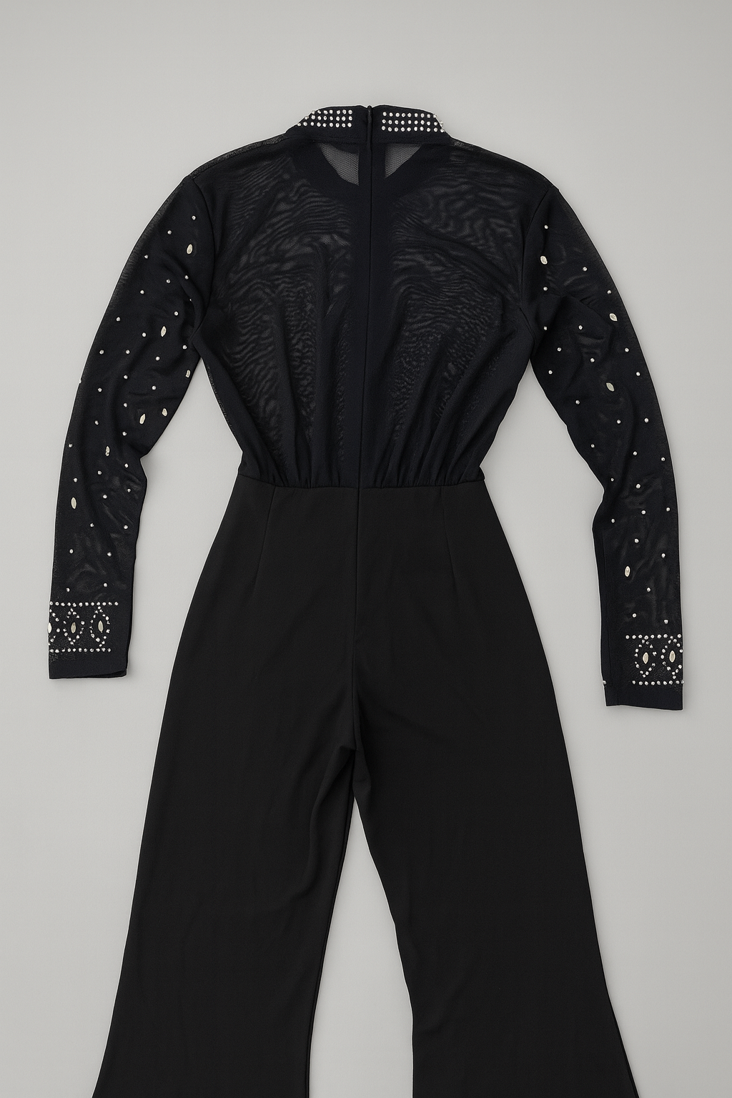 Enterizo negro de manga larga con pedrería - Size M_2
