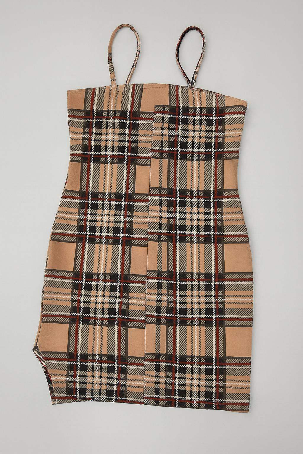 Vestido corto de tirantes con estampado de cuadros - Size S_1