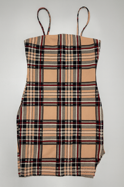 Vestido corto de tirantes con estampado de cuadros - Size S