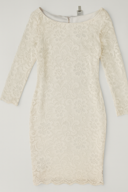 Vestido midi de encaje blanco hueso con manga tres cuartos - Size M