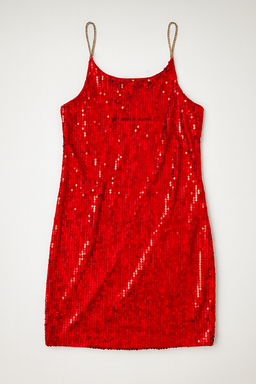 Vestido corto rojo de lentejuelas con tirantes dorados - Size M
