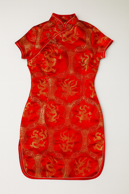 Vestido tradicional chino qipao rojo con bordados dorados - Size M
