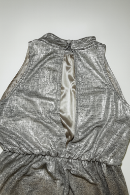 Enterizo plateado brillante con escote halter - Size M