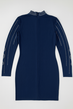 Vestido azul marino ajustado con aplicaciones de pedrería - Size M