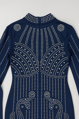 Vestido azul marino ajustado con aplicaciones de pedrería - Size M