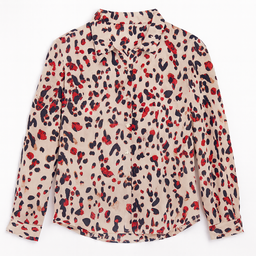 Blusa de manga larga con estampado animal print en rojo y negro - Size M