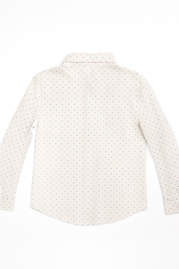 Camisa blanca de manga larga con estampado de lunares pequeños - Size S Peq.