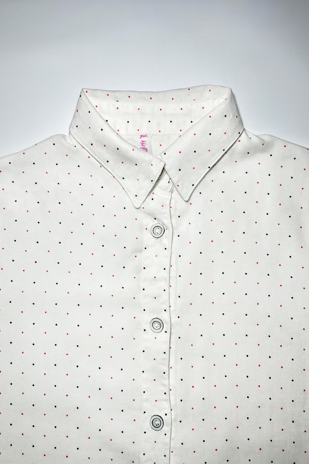 Camisa blanca de manga larga con estampado de lunares pequeños - Size S Peq._1