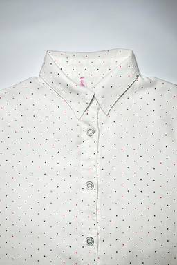 Camisa blanca de manga larga con estampado de lunares pequeños - Size S Peq.