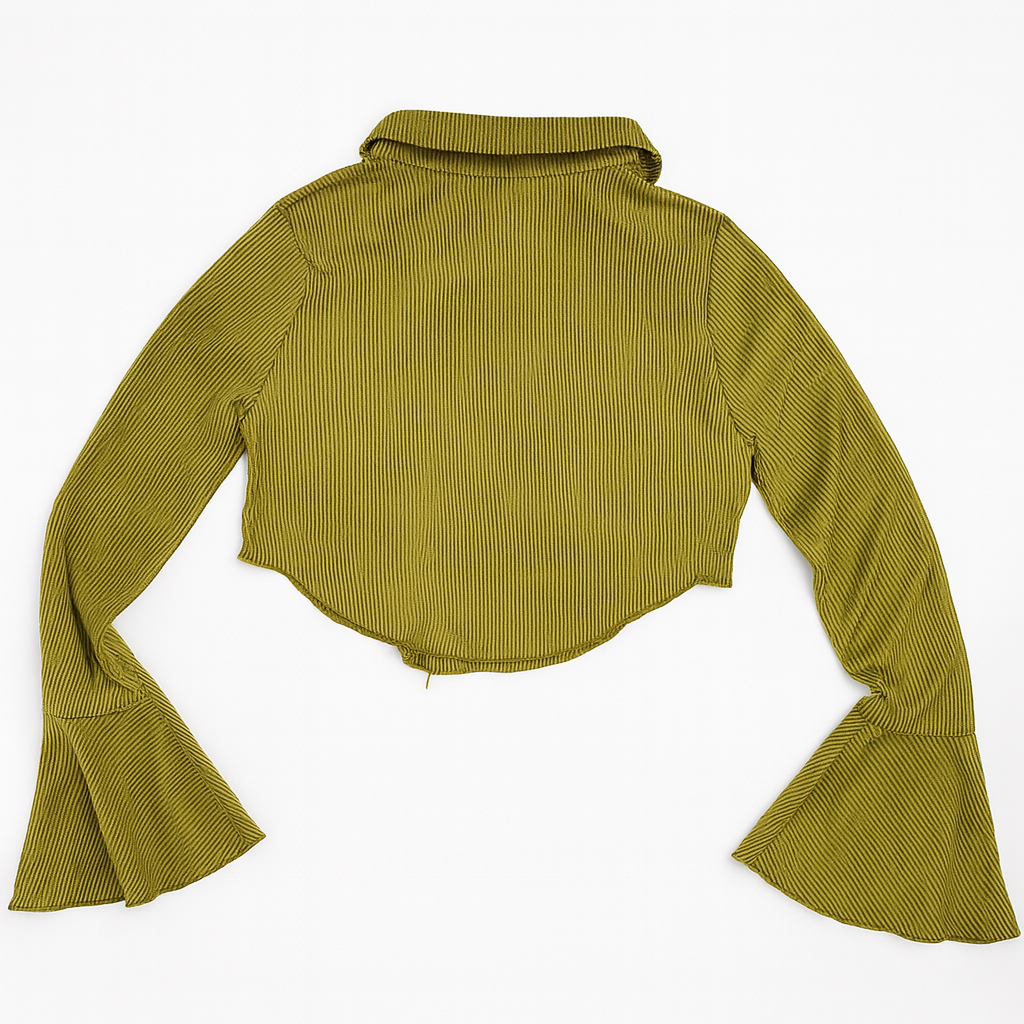 Blusa crop top verde con mangas acampanadas - Size M_1