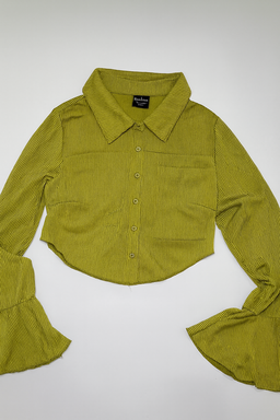 Blusa crop top verde con mangas acampanadas - Size M