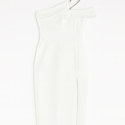 Vestido blanco asimétrico con detalle de perlas - Size M