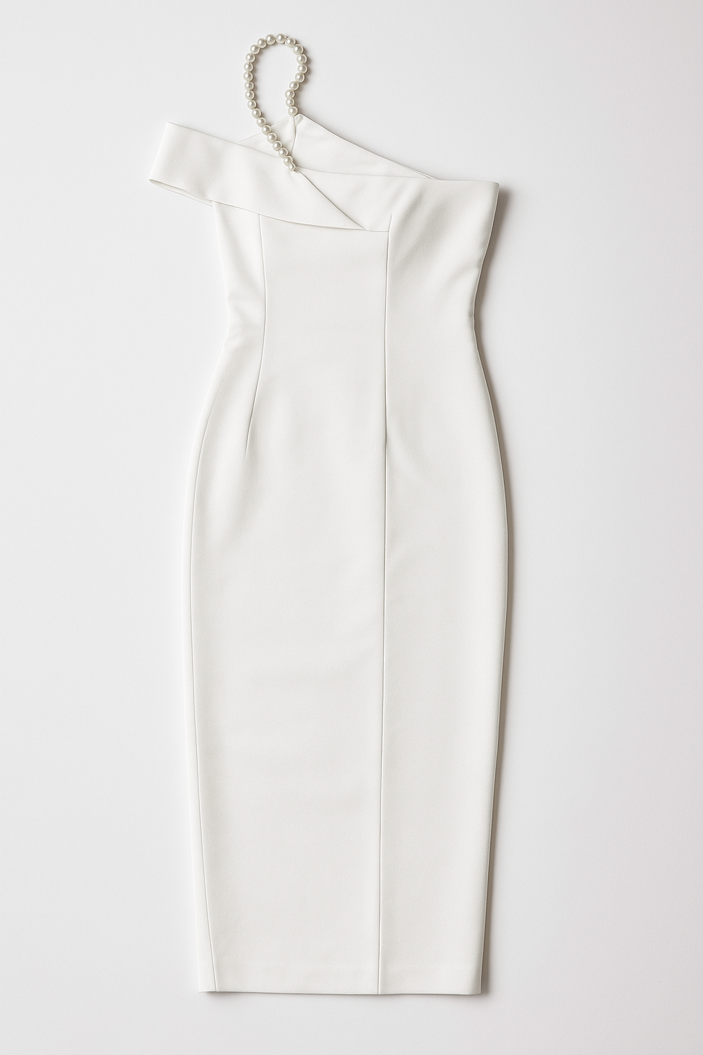 Vestido blanco asimétrico con detalle de perlas - Size M_2