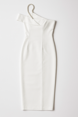 Vestido blanco asimétrico con detalle de perlas - Size M