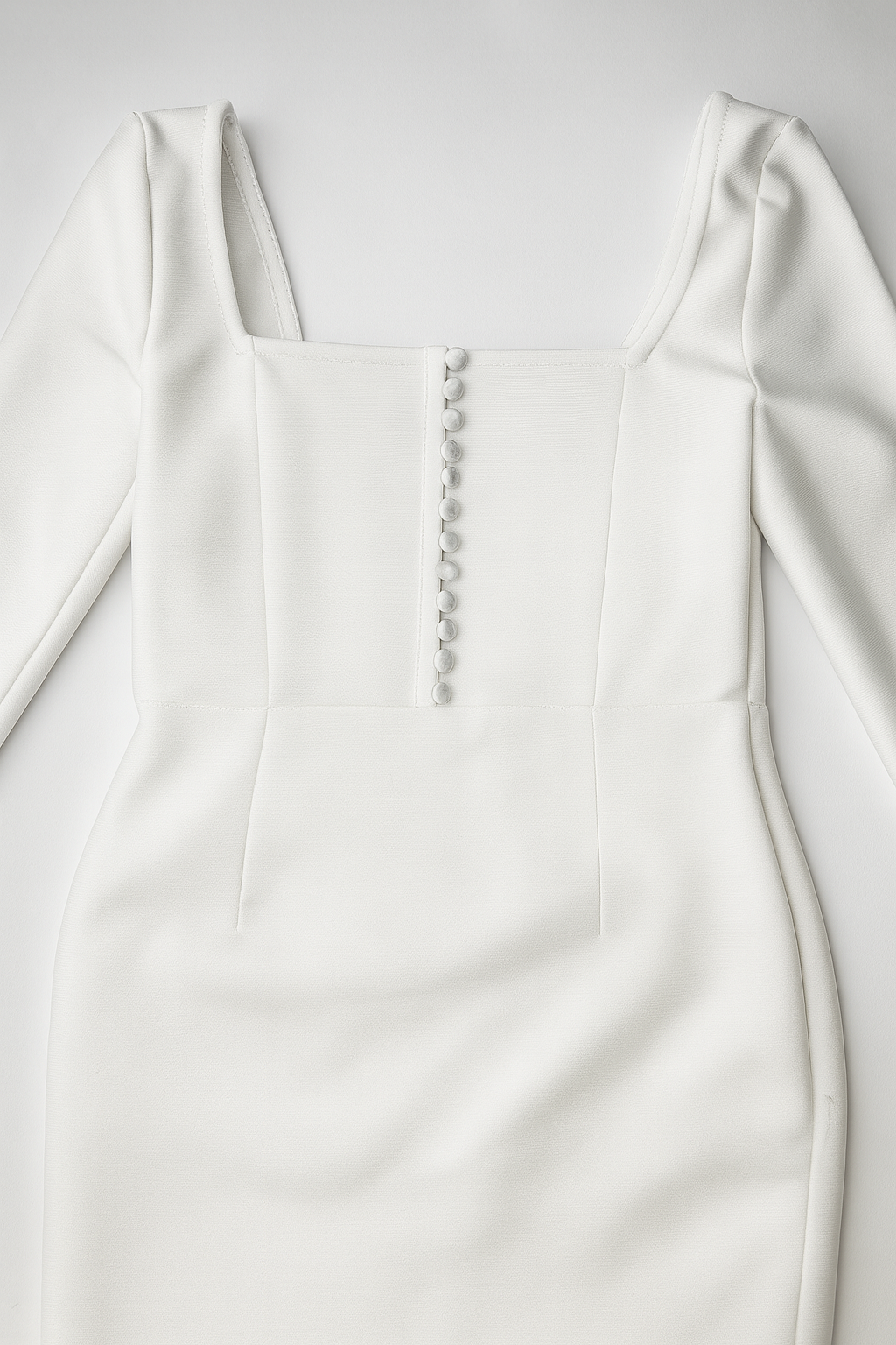 Vestido blanco midi con mangas largas y volantes - Size M_1